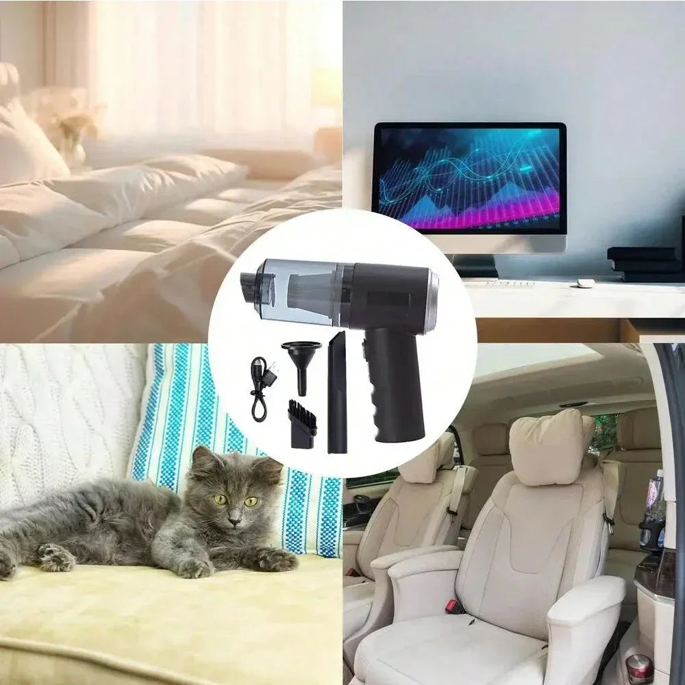 High Power Wireless Vacuum Cleaner Dual Use for Home and Car Powerful Vacuum Cleaner Black 1pc120W