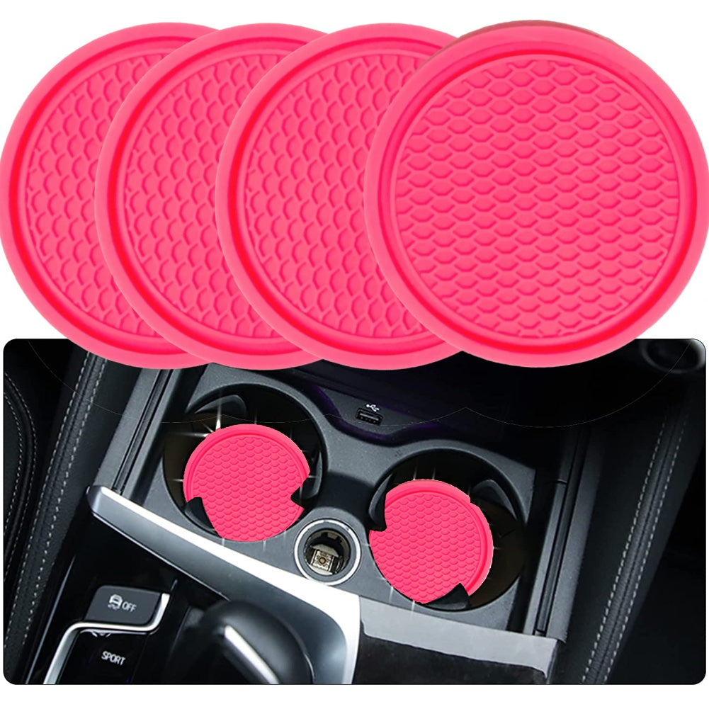 [Silicone Car Coaster] 4pcs ZukMi Car Cup Coaster, Silicone Anti-Slip Auto Car Cup Holder Insert Coasters, Universal Vehicle Interior Accessories