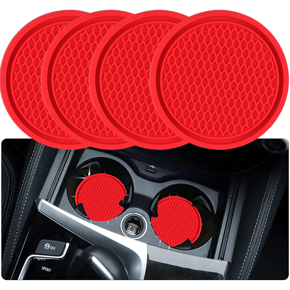 [Silicone Car Coaster] 4pcs ZukMi Car Cup Coaster, Silicone Anti-Slip Auto Car Cup Holder Insert Coasters, Universal Vehicle Interior Accessories