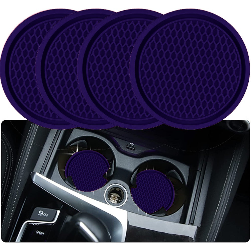 [Silicone Car Coaster] 4pcs ZukMi Car Cup Coaster, Silicone Anti-Slip Auto Car Cup Holder Insert Coasters, Universal Vehicle Interior Accessories