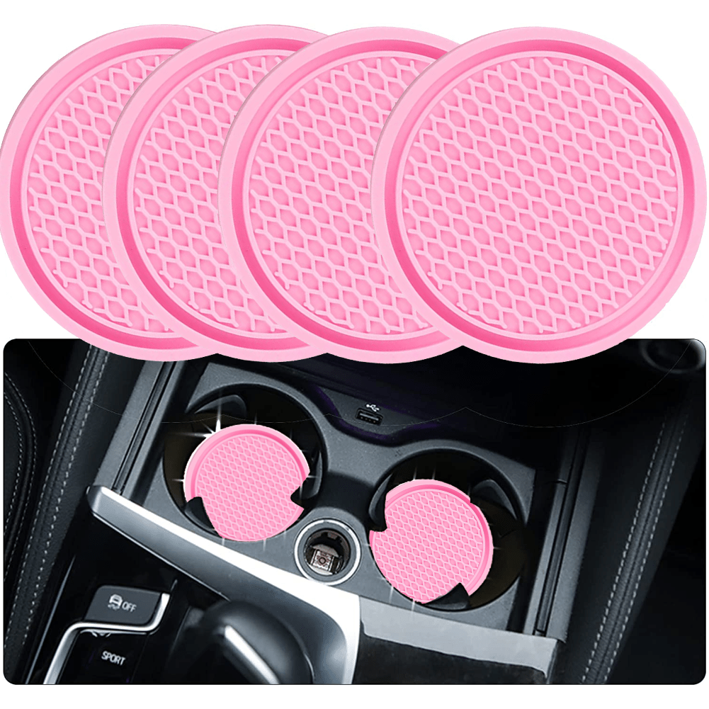 [Silicone Car Coaster] 4pcs ZukMi Car Cup Coaster, Silicone Anti-Slip Auto Car Cup Holder Insert Coasters, Universal Vehicle Interior Accessories