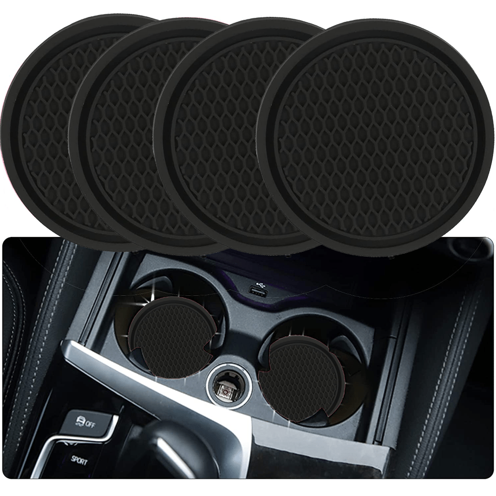 [Silicone Car Coaster] 4pcs ZukMi Car Cup Coaster, Silicone Anti-Slip Auto Car Cup Holder Insert Coasters, Universal Vehicle Interior Accessories