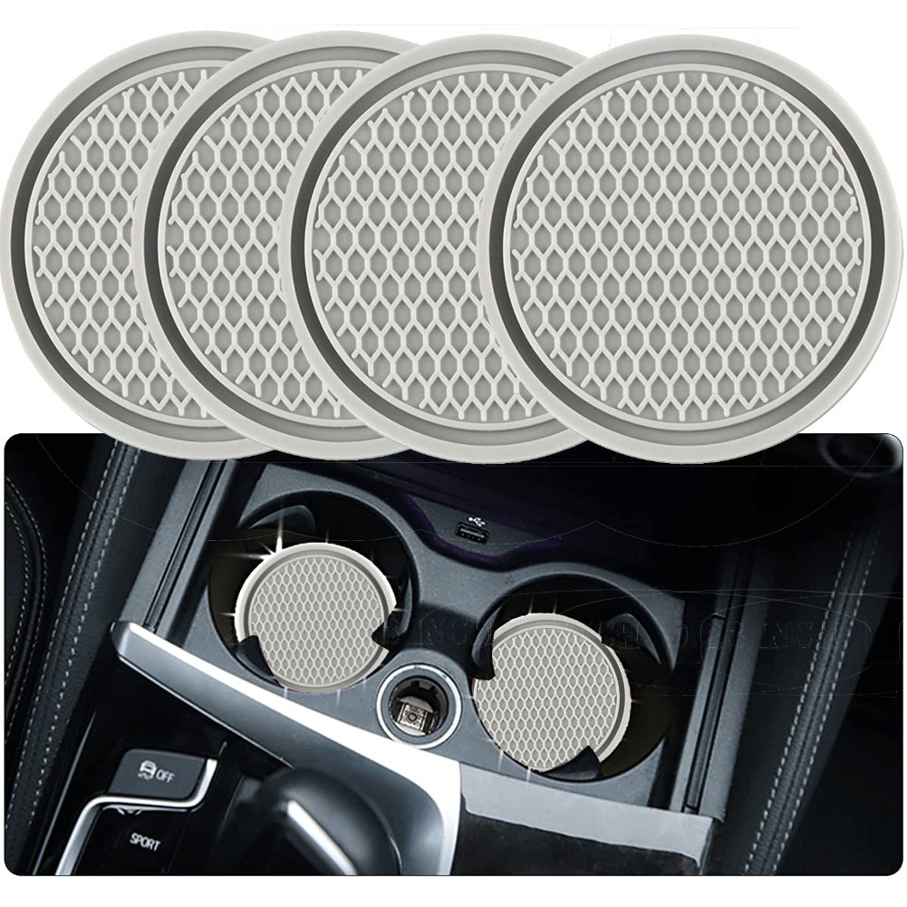 [Silicone Car Coaster] 4pcs ZukMi Car Cup Coaster, Silicone Anti-Slip Auto Car Cup Holder Insert Coasters, Universal Vehicle Interior Accessories