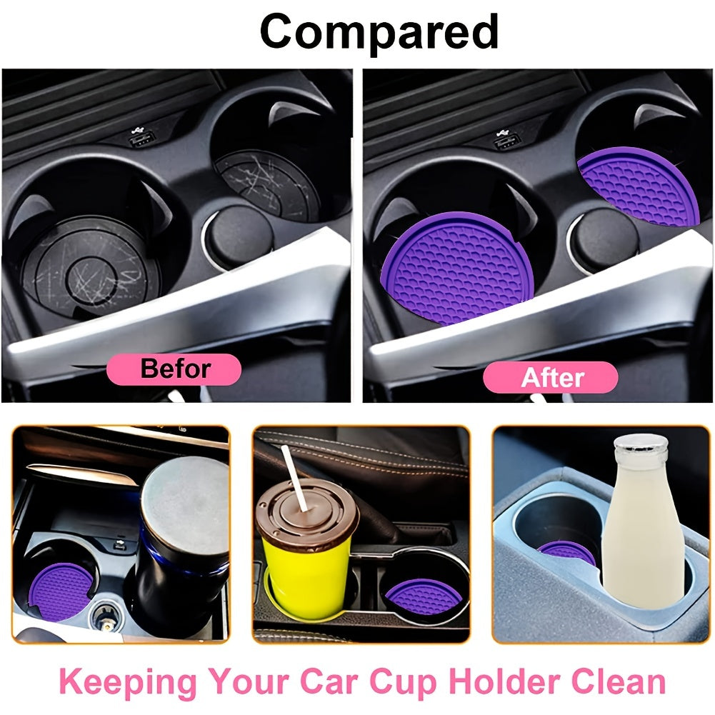 [Silicone Car Coaster] 4pcs ZukMi Car Cup Coaster, Silicone Anti-Slip Auto Car Cup Holder Insert Coasters, Universal Vehicle Interior Accessories